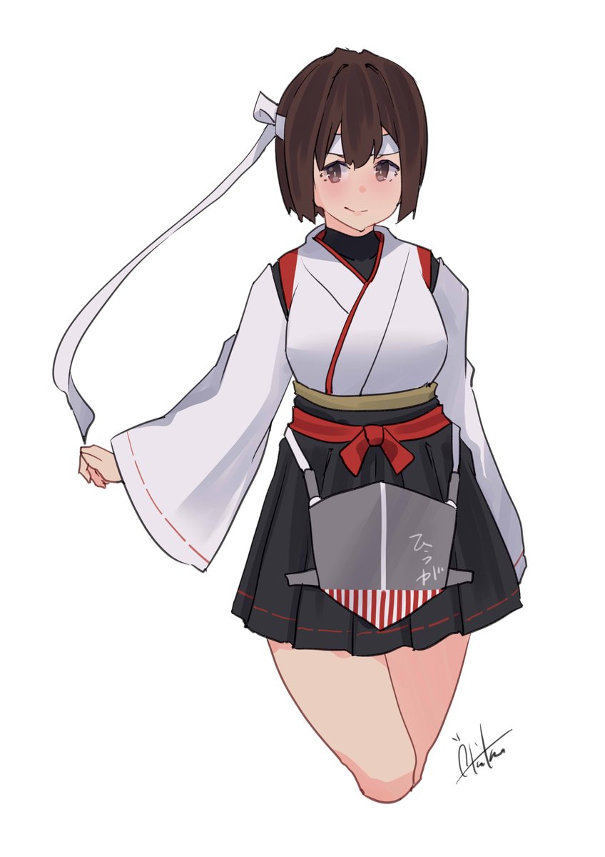 1girl solo japanese clothes brown hair brown eyes short hair skirt  illustration images