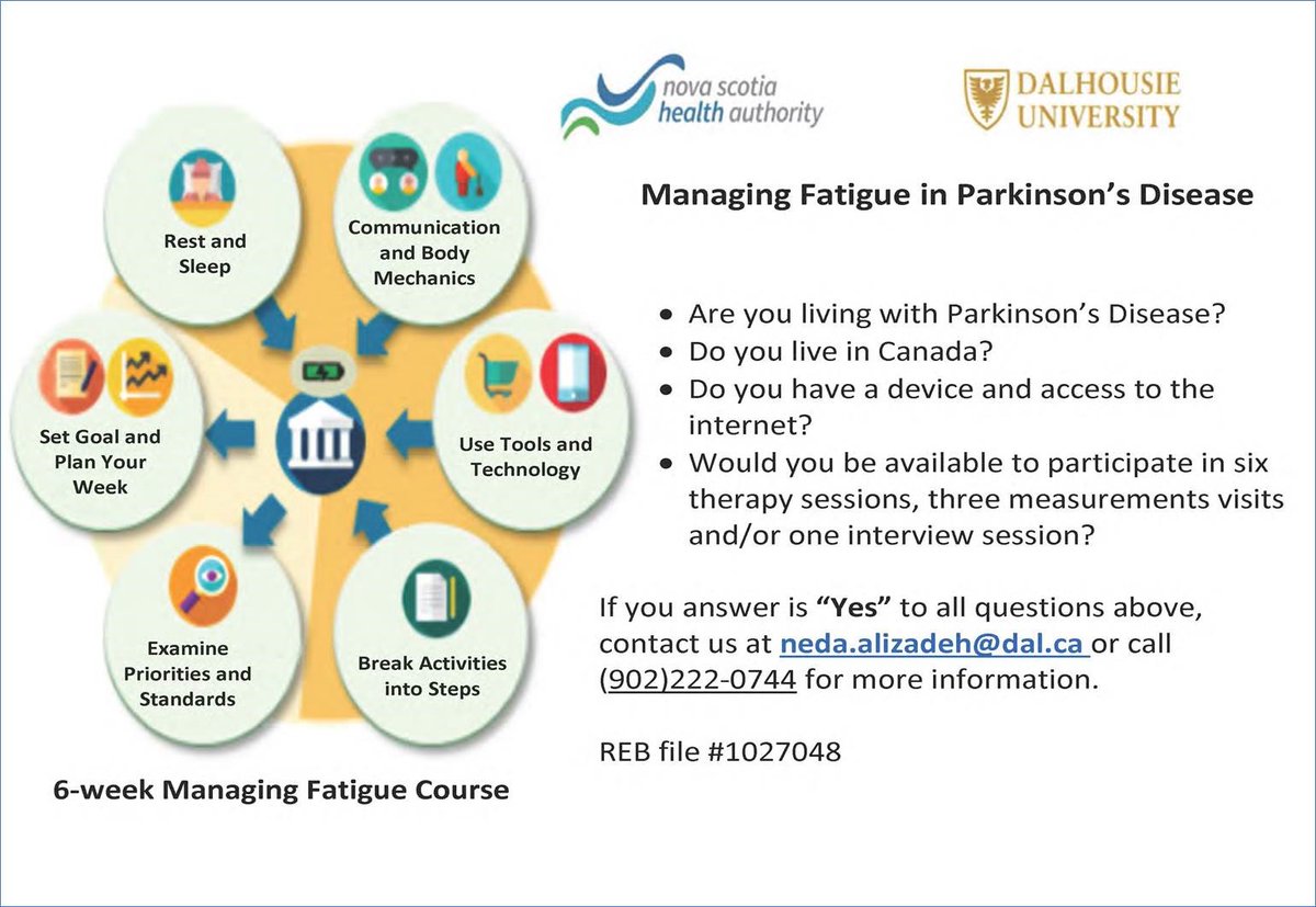 ParkinsonCanada-ONT (@parkinsonont) on Twitter photo Study looking for participants! 👇
If you would like more information or wish to participate, contact Neda Alizadeh at neda.alizadek@dal.ca Study looking for participants! 👇
If you would like more information or wish to participate, contact Neda Alizadeh at neda.alizadek@dal.ca