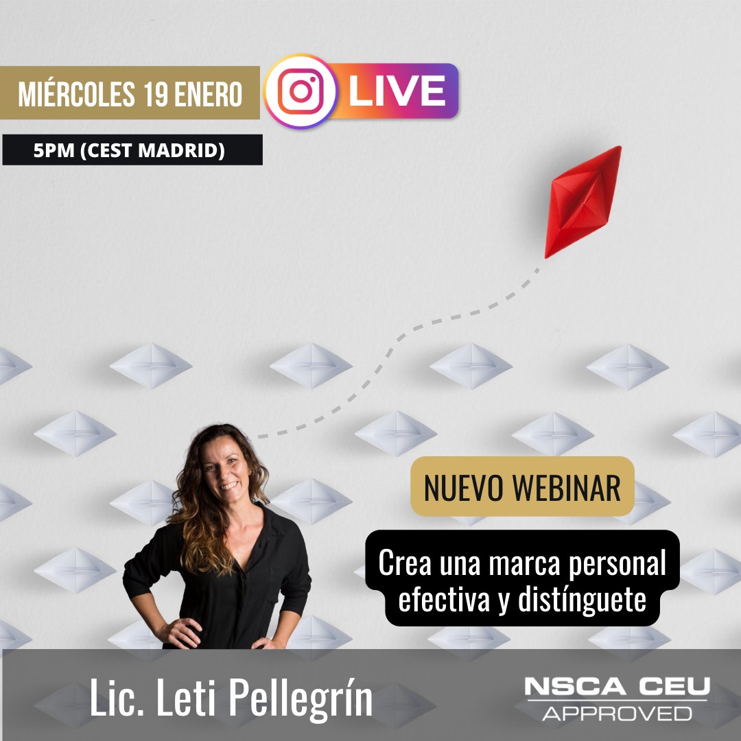 🚀 El primer paso hacia tu marca personal de éxito
instagram.com/nscaspain/

Con motivo de un nuevo webinar el 26 de enero, <a href="/Letipelegrin/">Leti Pelegrín</a> estará en 🔴 directo en Instagram, quien compatirá  sus conocimientos y nos dará las primeras pinceladas para la creación de tu marca personal.