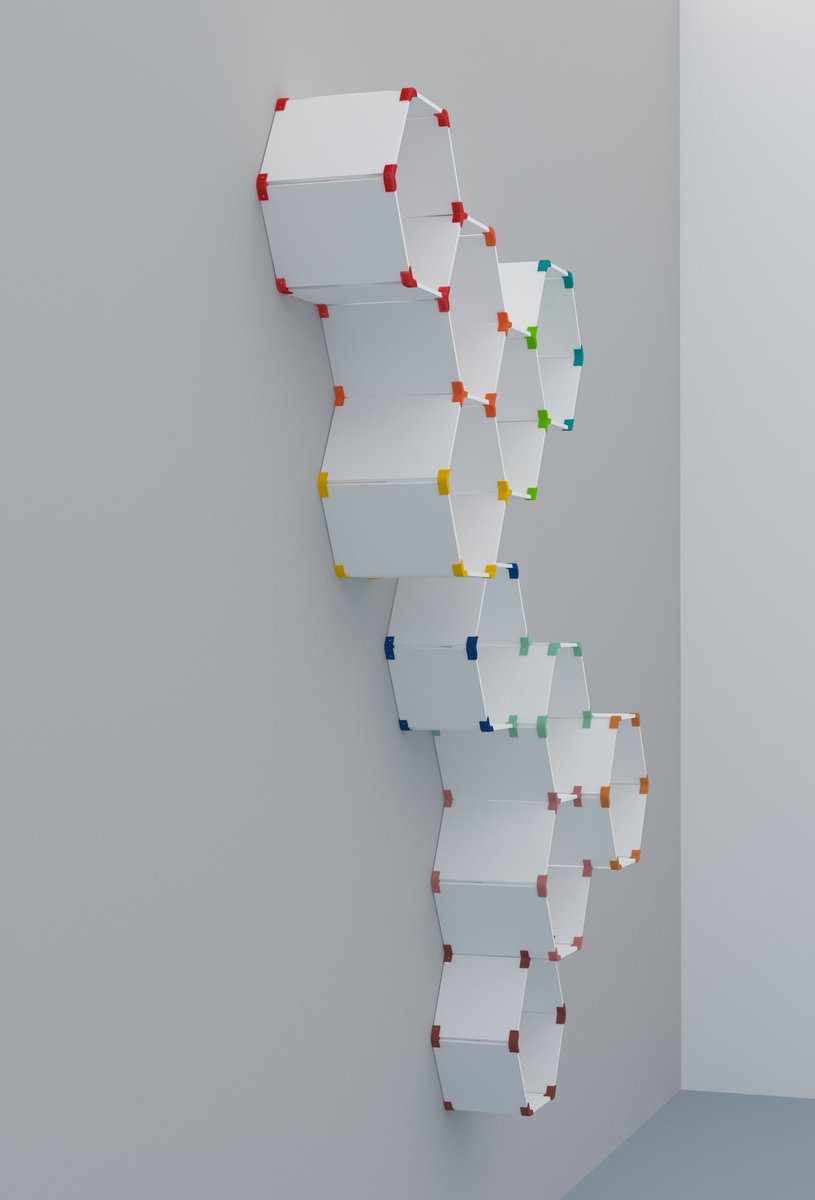 SpaceTimeCowboy's tweet photo. One of my favorite old concepts #hexshelf #3Dprintable #modular #makerbot #PLAplastic #groovetown https://t.co/uWFpqvrjap