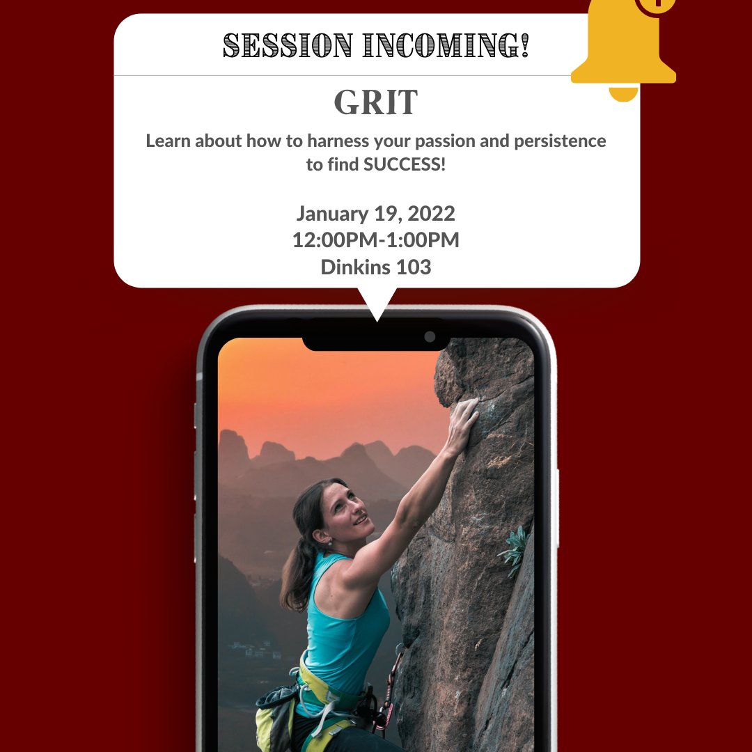 Join the #winthrop ASC on 1/19/22 for two new FOCUS Sessions!  Learn more about time management and grit.