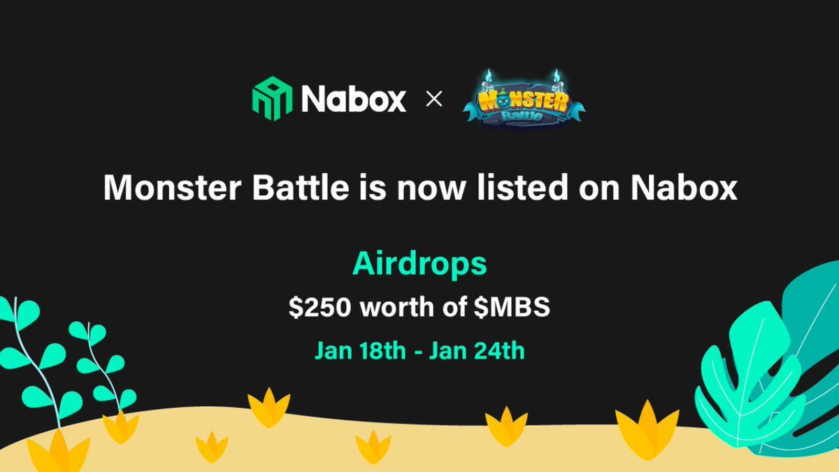 🥳#MonsterBattle is now list on #Nabox👏
💕#Airdrops $250 worth of $MBS to 🔟

1⃣Retweet,❤️, #Tag 3 frds
2⃣Download nabox.io 
3⃣Follow <a href="/naboxwallet/">Nabox</a> &amp; @MonsterBattle1
4⃣Join t.me/naboxcommunity &amp; t.me/MonsterBattle1

#BSC #GameFi #P2E #DeFi #NABOX #Giveaway