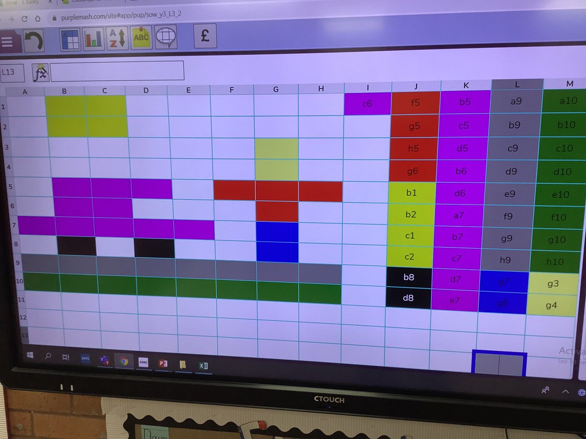 class3Aspull's tweet image. We have loved our Computing session again using the coordinates on spreadsheets to create pictures #acpscomputing