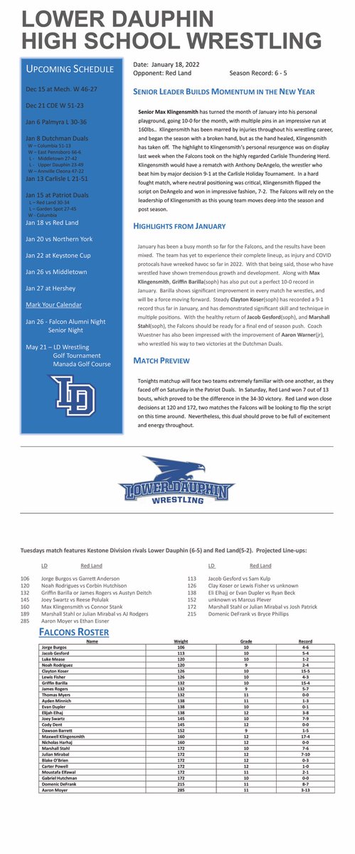 Today’s Newsletter! Read Up on the Falcons! A special write on Senior leader ⁦<a href="/KlingensmithMax/">Max Klingensmith</a>⁩
