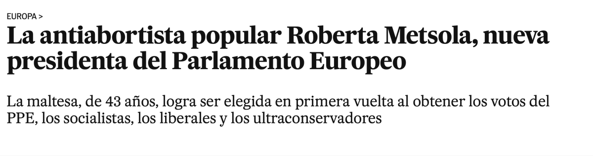 CentroLiberalES's tweet photo. La Pro-Vida Roberta Metsola, del Partido Popular Europeo, nueva Presidenta del Parlamento Europeo.
Estas son nuestras mujeres
Estos son nuestros valores
Este es nuestro tiempo
#CreemosElCambio
#CentroliberalES https://t.co/A3H4Wd0nk6