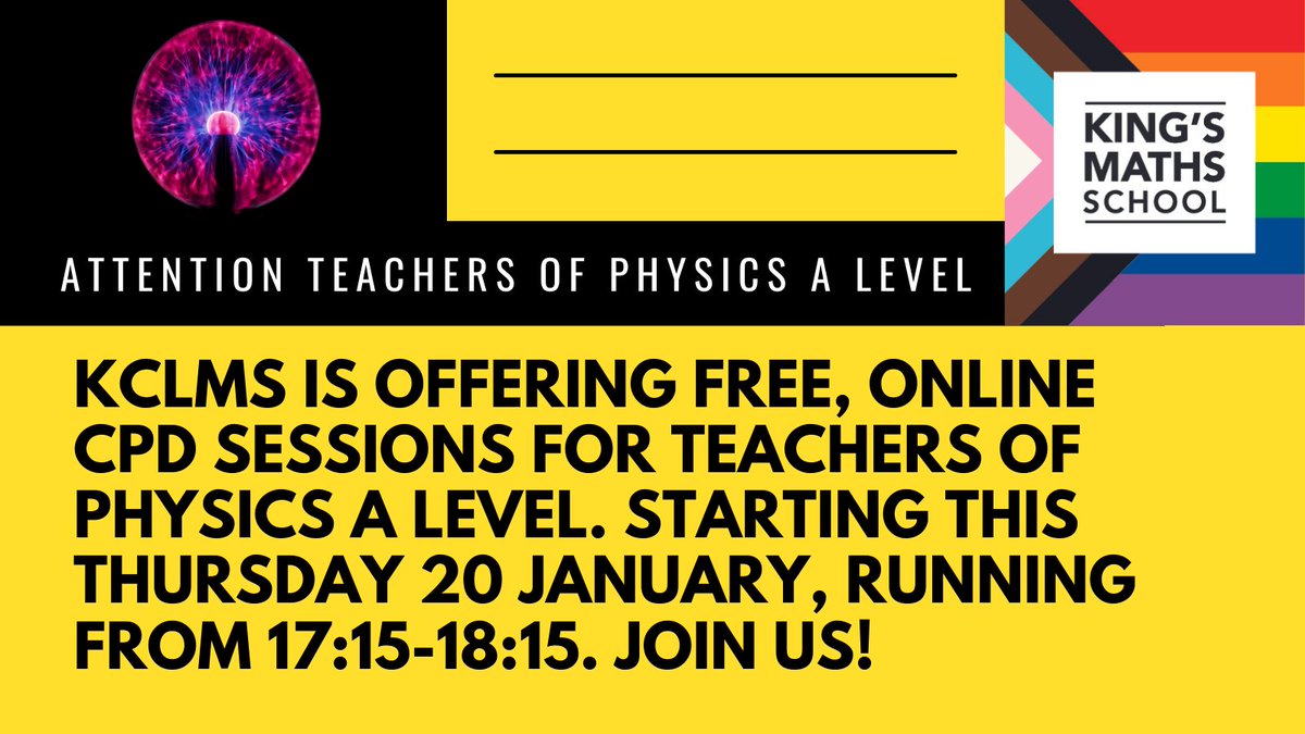 🚨Do you teach Physics A-Level? Come join our free online CPD sessions! 
✅Every Thurs 17.15 - 18.15 
✅From 20 Jan - Thurs 3 Feb (3 sessions)
✅From 24 Feb - Thurs 24 March (5 sessions) 
You can pick &amp; choose which sessions
Info➡️bit.ly/3Ik6aon <a href="/PhysicsNews/">Institute of Physics</a> <a href="/IOPTeaching/">IOP support for teaching physics</a>