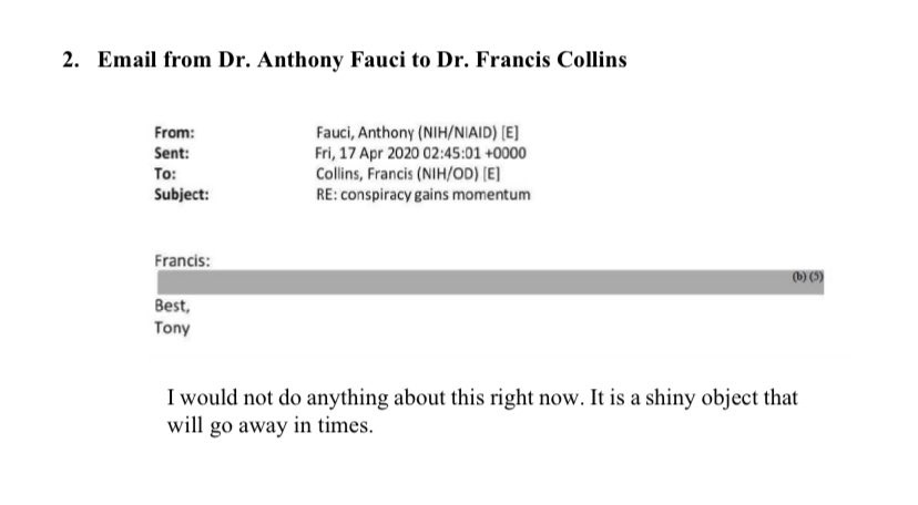 11) And the final response from Fauci in regards to the growing theory that the virus came from the 