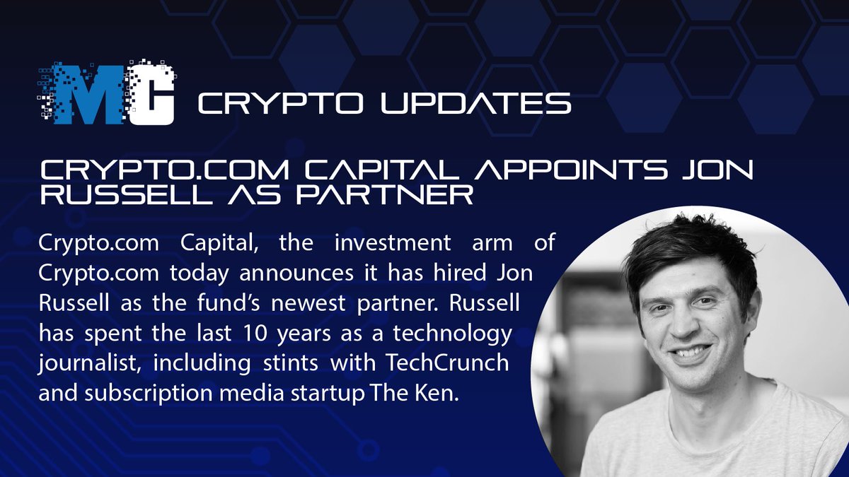 MultiChainteam's tweet image. Crypto.com Adds Jon Russell As Asian Based General Partner.

#cryptoupdates #blockchain #Bitcoin