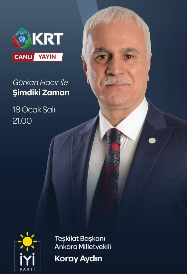 Efsane Bakanımız Sn @korayaydintr BU AKŞAM Saat 21.00'de KRT Tv'de... @gurkanhacir ile #SimdikiZaman İYİ Parti'nin iktidar olma zamanıdır.