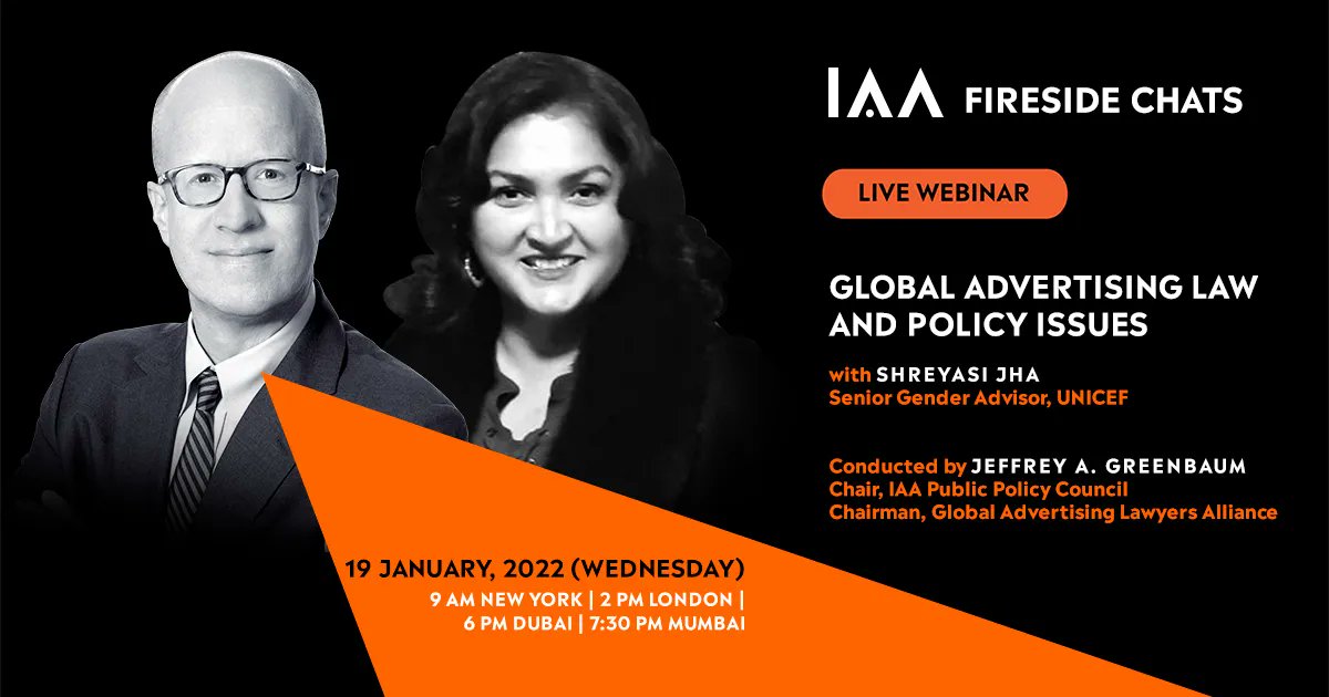 Tomorrow we discuss UNICEF's take on promoting diversity and inclusion in advertising with @shreyasi_jha and @jeffgreenbaum. 
Block Your Calendar: bit.ly/IAAFiresideCha…