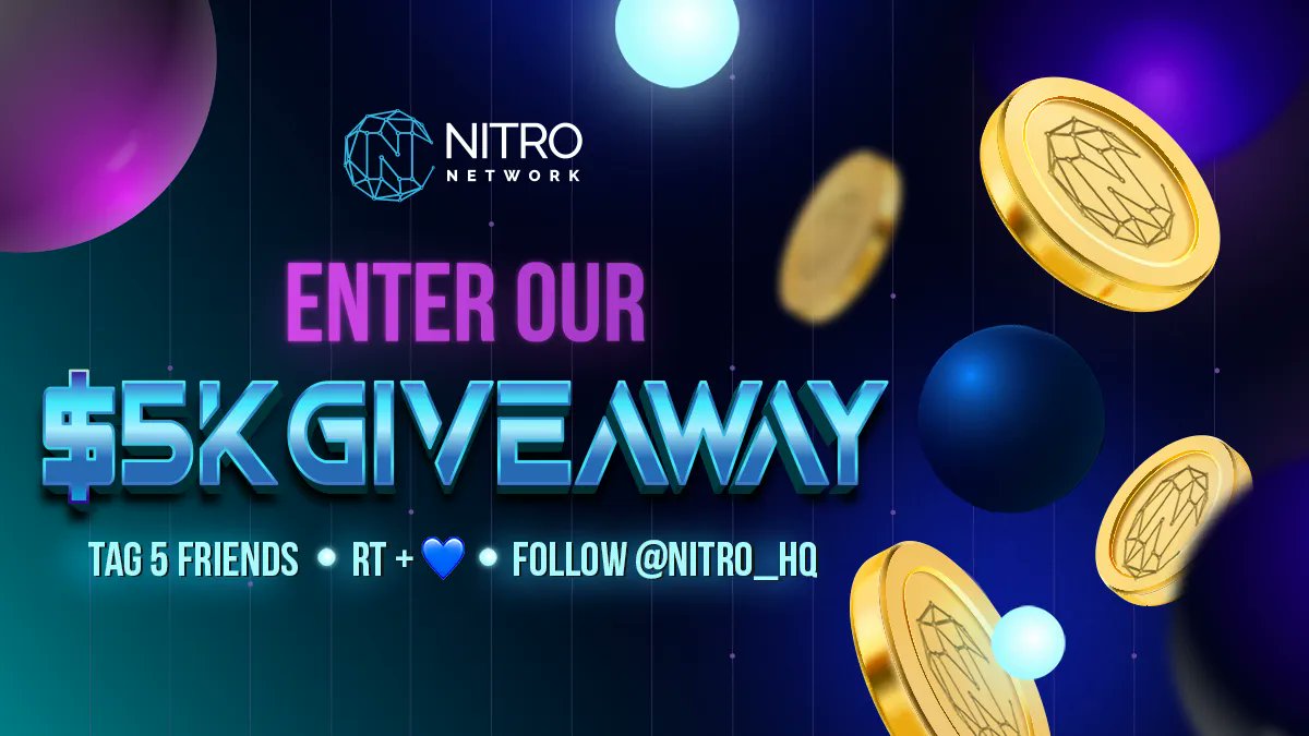 Nitro_HQ's tweet photo. "🎉 NITRO NETWORK $5K GIVEAWAY🎉 

Our miner pre-sale is LIVE, and we want you to include you! 

For your chance to win, make sure you do these three easy steps:
1️⃣ Tag 5 friends
2️⃣ RT + 💙
3️⃣ Follow @Nitro_HQ" https://t.co/h5JRBVDlMf