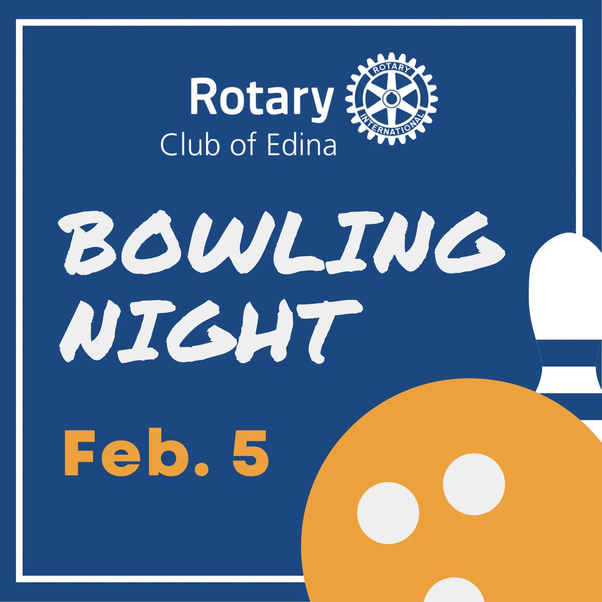 EdinaRotary's tweet photo. Rotary Bowling Night is back! Join us Saturday, Feb. 5, at Tuttle's Eat, Bowl and Play in Hopkins. 

Pre-registration and payment is required by Saturday, Jan. 22. Learn more: https://t.co/cSieIZsrkY https://t.co/ROvXJlH0ZB