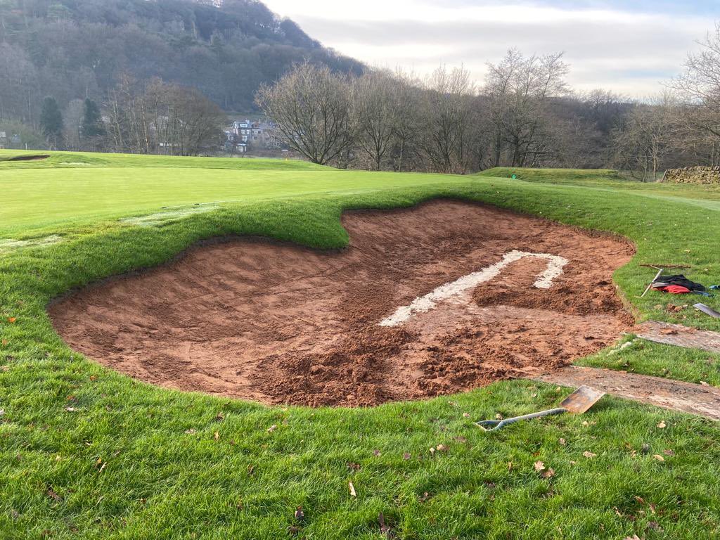 PleasingtonGolf's tweet photo. @pgcgolf team working on last phase of the total renovation of holes 7,8,9. Permasoil bases going in. Long may this weather continue!! #good2great #rollonApril https://t.co/KGSpeTBLIf