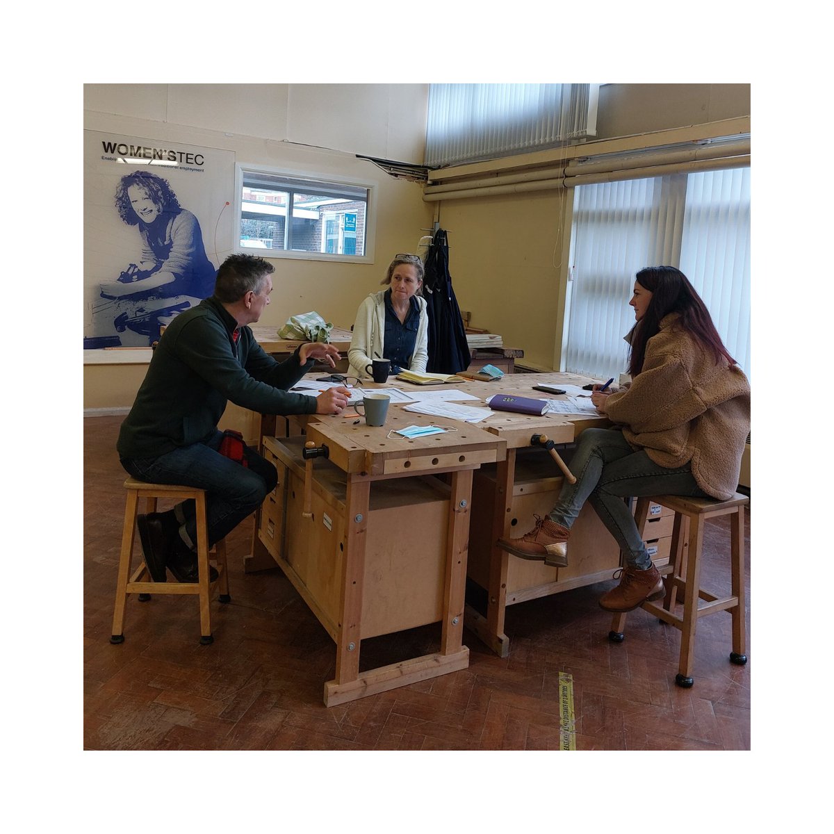 NJFBNI's tweet photo. Our #NotJustForBoys tutors were meeting today, to get a head start on planning the next few weeks of #NJFB activities! 
Some very exciting stuff coming up, keep your eyes peeled 👀  #women #belfast #womenstec  #womeninconstruction #construction #itsnotjustforboys https://t.co/0kDoTWHPdr