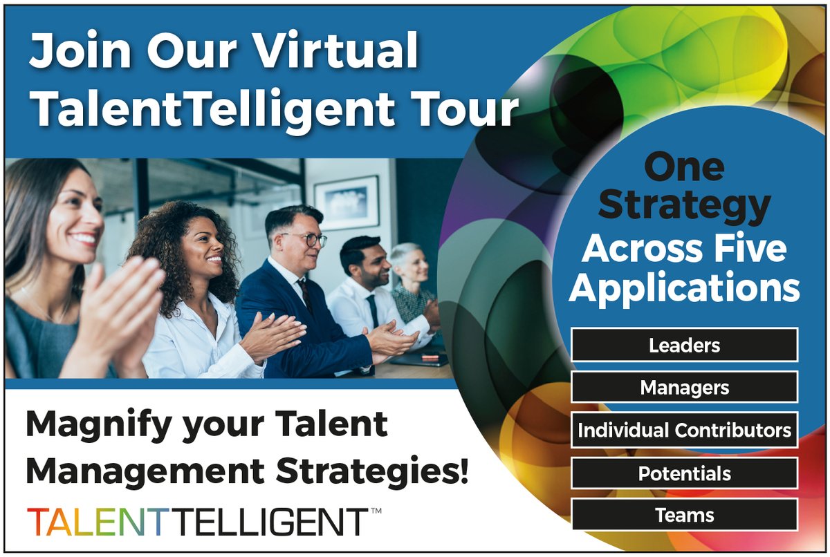 TalentTelligent's tweet photo. Register for this week's Virtual TalentTelligent Tour on Thursday from 11-12p ET! Find out about the 1 strategy growing companies are using across 5 #talentmanagement applications.
👉 https://t.co/xi49DkDD3E
#leadershipdevelopment #recruitment #hr #highpotentialdevelopment https://t.co/2nXsKCOgsZ