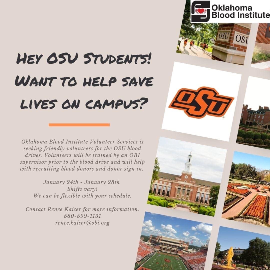 Hey <a href="/okstate/">Oklahoma State Univ.</a> students!! Let's make a difference together .... 🧡🧡🧡

obi.org/volunteer
