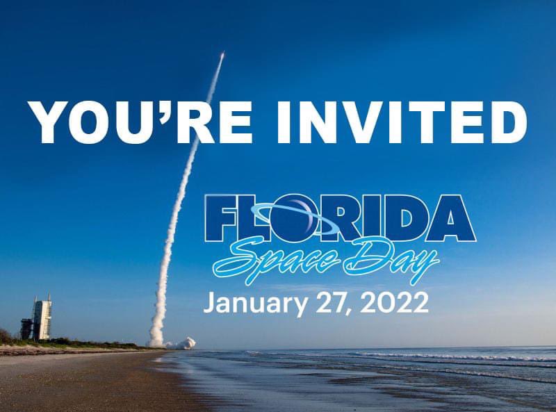 Visit floridaspaceday.com to register to attend the Florida Space Day Luncheon 2022 on Thursday January 27! Special Appearances by: FL Lieutenant Governor Jeanette Nuñez, Kennedy Space Center Director Janet Petro, and Senator Tom Wright, Florida Space Day Chair.
#flspaceday