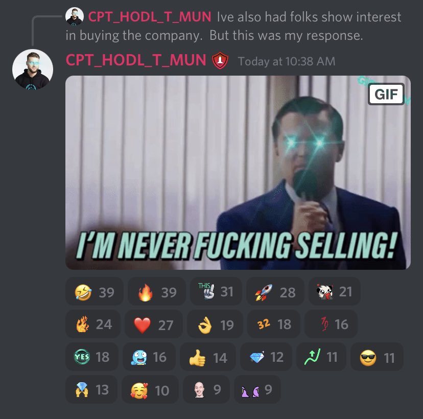 “ I’m never fucking selling “ 

-John Karony 

#SAFEMOON 

When people trying buying the safemoon company from john