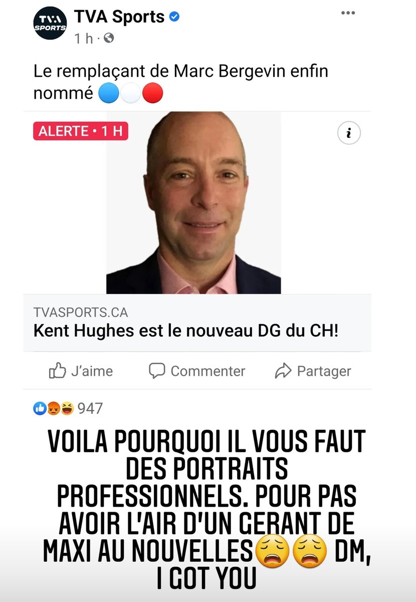 FirstclassPict1's tweet photo. @TVASports  @CanadiensMTL   Je crois que Kent à besoin d'une nouvelle photo. On dirait un gérant chez Maxi, je peux vous arranger cela😅🤷🏽‍♂️ https://t.co/rWrOwQdoif