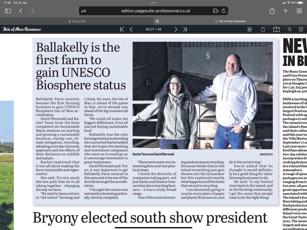 Ballakelly Farm is the first farming business to gain UNESCO Biosphere accreditation. More to come for sustainable and regenerative agriculture in the Isle of Man, hoping that other farms and consumers embrace regenerative farming. #unesco #biosphere #regenerativeagriculture