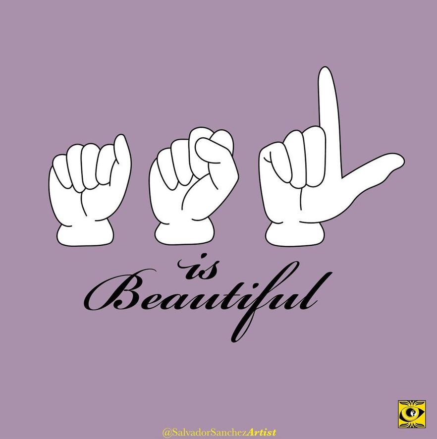 accessinclusion's tweet photo. #ASLart by the incredible @salvadorsanchezartist ✨
#DeafWorld #DeafArtist #DeafTalent #HandSigns #SignLanguage #DeafCommunication https://t.co/QKcJhgMTvJ