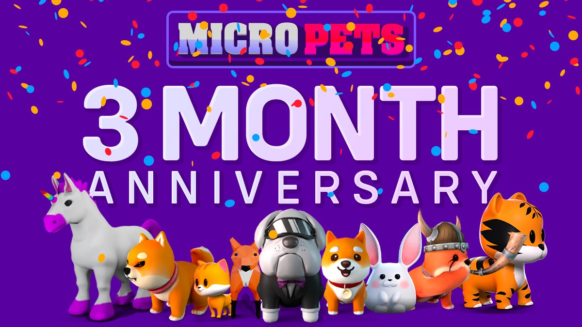 Thank you all for your support! It has been an incredible 3 months and an amazing journey! We love and appreciate every one of you. You truly are the best community, and we have the best team behind it! Cheers to 3 months and many more! 🚀🚀

#MicroPets #Petropolis #MetaVerse