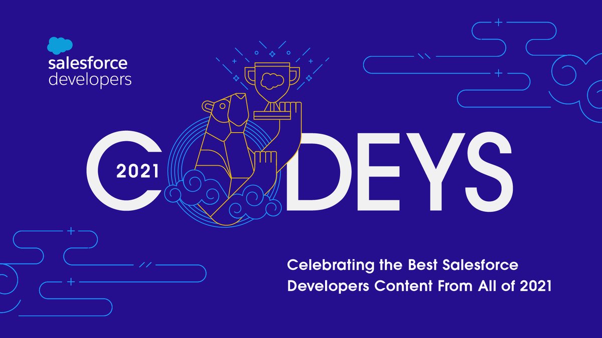 SalesforceDevs's tweet image. Join us this week and next for a very special kind of awards ceremony. We&apos;re bringing you the top content highlights for #SalesforceDevelopers in 2021 with The Codeys! 🏆

#TheCodeys