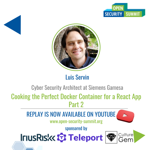 opensecsummit's tweet image. Thank you so much for joining us for the "Cooking the perfect docker container for a react app Part 2" session by @lfservin
The replay is now available on YouTube!!!
Catch up here: open-security-summit.org/sessions/2022/…
#OSS2022 #threatmodeling #ReactApp