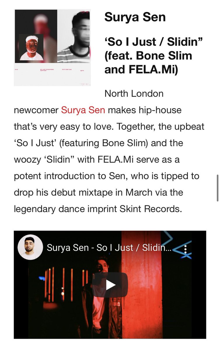 suryasenmusic's tweet photo. Thank you @NME for featuring So I Just / Slidin' in your Radio Roundup!🔥 @boneslimbone @felasworld https://t.co/i2Jfk51mnP