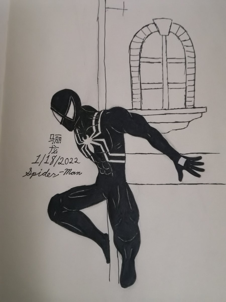 NinjaEVX's tweet photo. Day 18 of my #NewYearsResolution of finishing a #drawingPerDay. I drew up Spiderman in the Symbiote costume.
#art #Marvel #drawing #fanart #characterdesign #characterart #sketch https://t.co/Mg2J8WvEcD