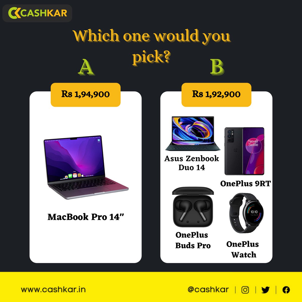 Which one will you choose?
Comment
Follow Us For More Such Content.
Tags:- 
#cashkar #technology #tech #selloldphone #sellusedphone