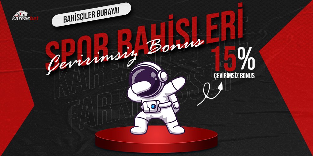 Çevirmede durmamak için Çevirimsiz Bonus! Kareasbet'te yapacağınız tüm yatırımlara %15 Çevirimsiz Spor Bonusu elde edebilirsiniz!

🔜 bit.ly/3hBveeT