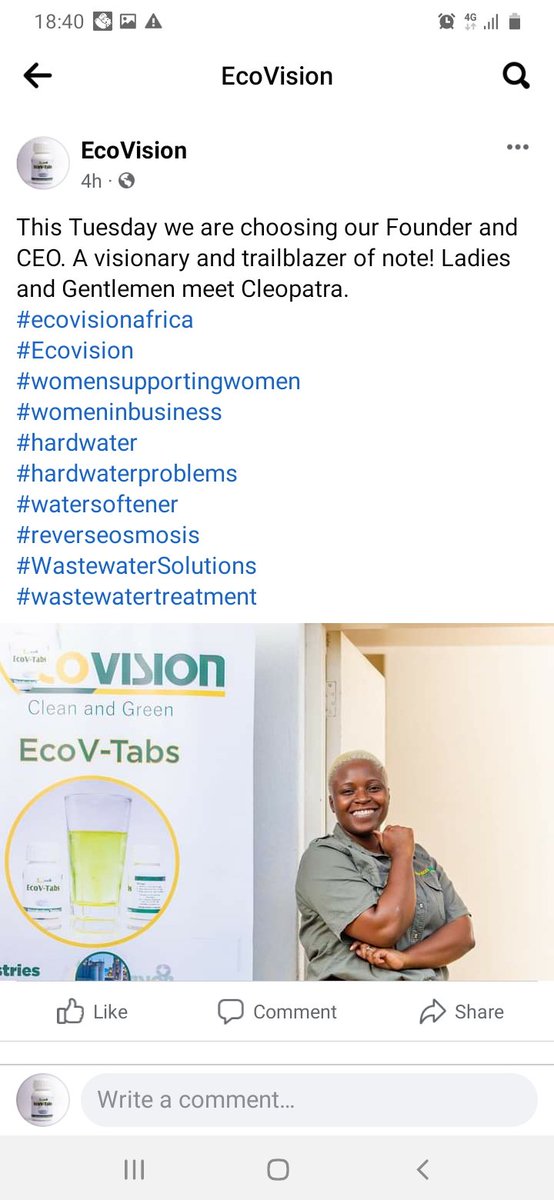 Thankyou 🥰
#ecovisionafrica
#Ecovision
#WomeninBusiness
#WomenSupportingWomen 
#hardwaterproblems
#watersoftener
#reverseosmosis