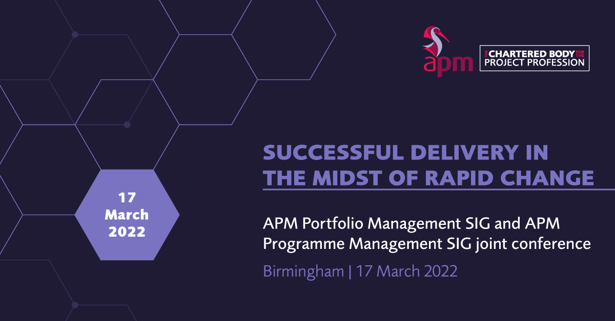 APMEvents's tweet photo. Takeaways to use in programmes and portfolios - Successful delivery in the midst of rapid change 17 March, Birmingham https://t.co/6YwTPc4bbM  #apmweb #pmot #apmportfolio #apmprogmsig what promises to be a thought provoking, empowering and valuable day https://t.co/w70TC6W3x0