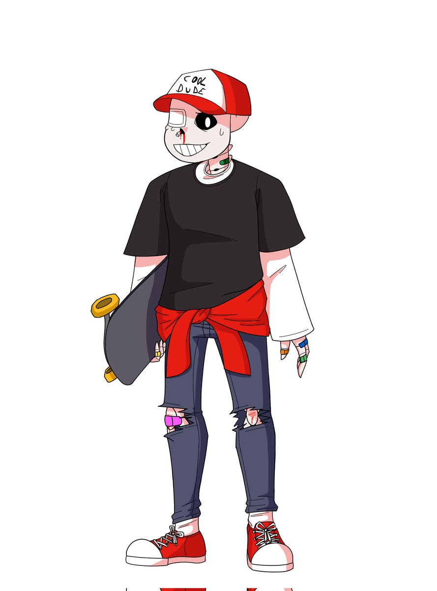Alex_Lexorciste's tweet photo. I forgot to post this here so...
Here my boy Ollie alias Geno!Sans in the AU of #bonelyheartsclub 
He like skating at night with is headphone one, inde pop and alternative rock music and collected old broken stuff from the landfills
#undertale #undertaleAU https://t.co/G7i8RnAOGK