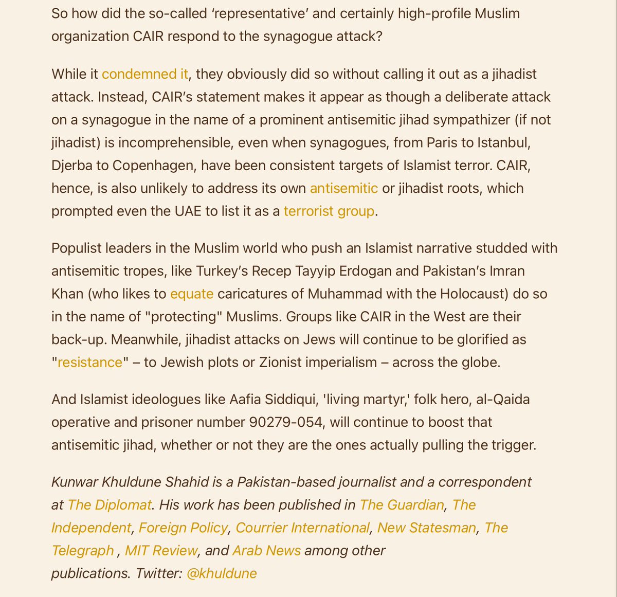 DavidGOuellette's tweet photo. Dans la foulée de la prise en otage de juifs au Texas, des mots sévères du journaliste pakistanais Kunwar Khuldune Shahid sur des organisations islamiques comme CAIR et la dissémination de théories du complot antisémites pour blanchir des terroristes. 
https://t.co/pidjssqNQ1 https://t.co/PtAKNLXZ4t