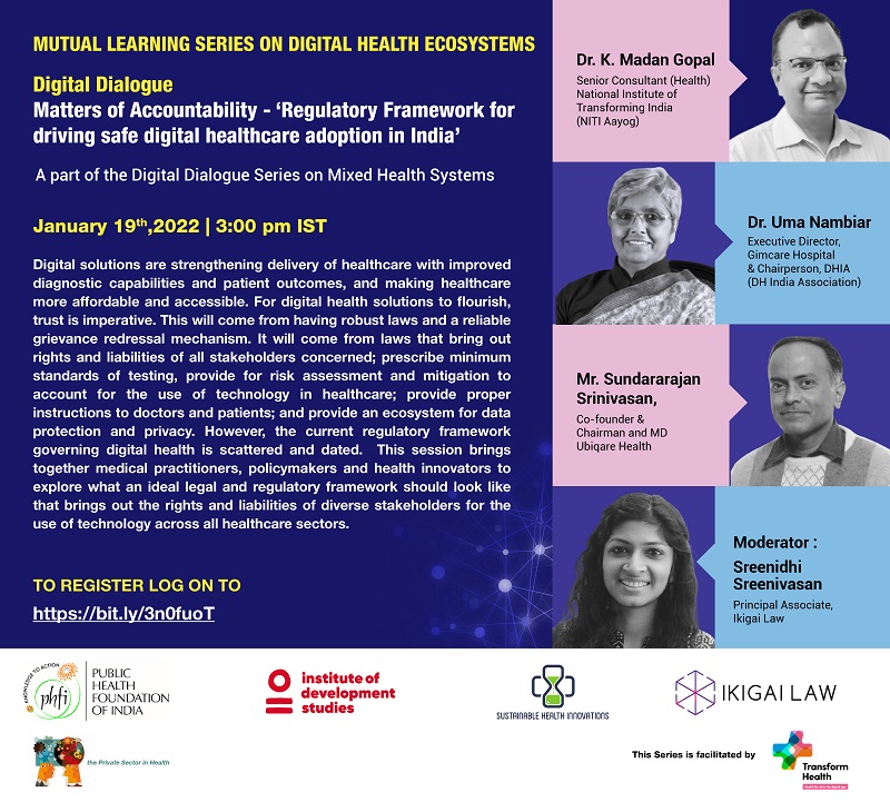 Private Sector in Health (@psinhealth) on Twitter photo Donāt miss tomorrowās webinar at 3:00 pm IST on Matters of Accountability - āRegulatory Frameworks for Driving Safe Digital Healthcare Adoption in Indiaā <a href="/thePHFI/">Public Health Foundation of India (PHFI)</a> <a href="/IDS_UK/">Institute of Development Studies</a> <a href="/ikigailaw/">Ikigai Law</a> <a href="/Trans4m_Health/">Transform Health</a> <a href="/H_S_Global/">Health Systems Global</a> bit.ly/3n0fuoT Donāt miss tomorrowās webinar at 3:00 pm IST on Matters of Accountability - āRegulatory Frameworks for Driving Safe Digital Healthcare Adoption in Indiaā <a href="/thePHFI/">Public Health Foundation of India (PHFI)</a> <a href="/IDS_UK/">Institute of Development Studies</a> <a href="/ikigailaw/">Ikigai Law</a> <a href="/Trans4m_Health/">Transform Health</a> <a href="/H_S_Global/">Health Systems Global</a> bit.ly/3n0fuoT