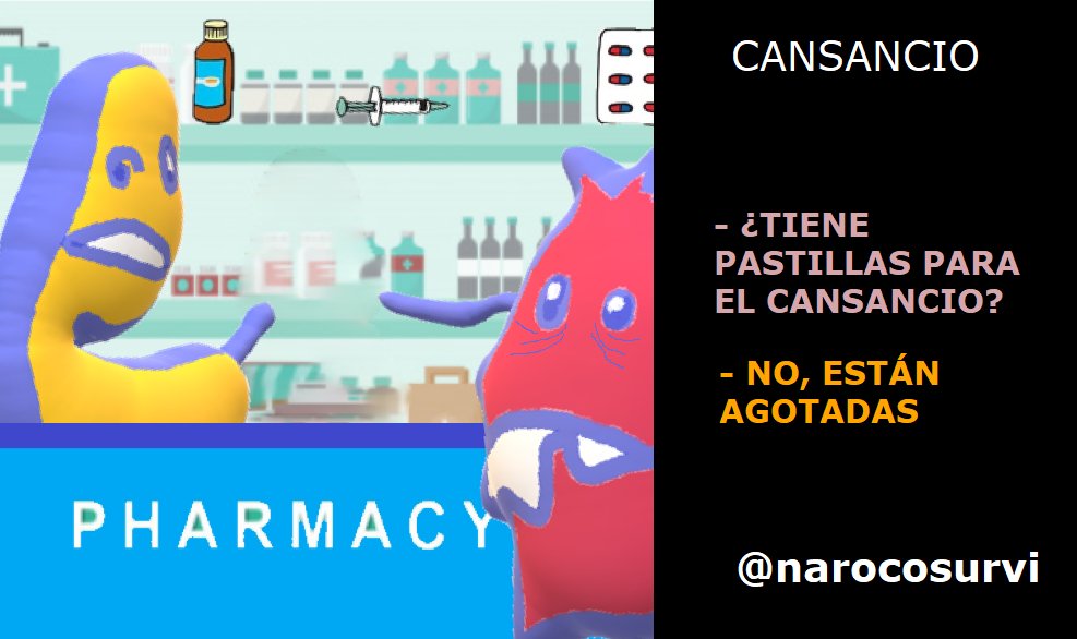 narocosurvi's tweet photo. -- ¿TIENE PASTILLAS PARA EL CANSANCIO?
- NO, ESTÁN AGOTADAS

#narocosurvi #chiste #Cansancio #PastillasAgotadas https://t.co/KGhSiaI3qN