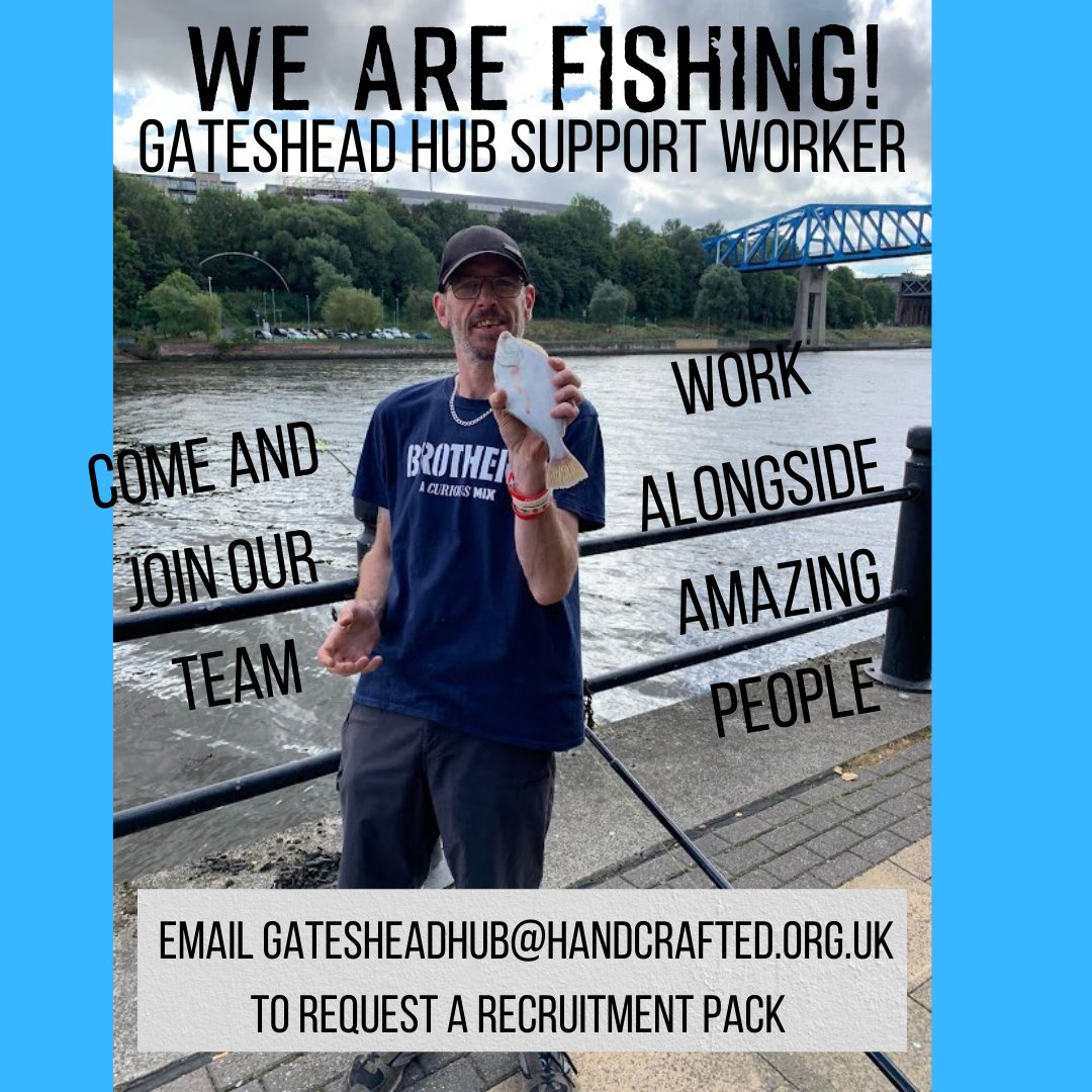 Join the team at our Gateshead Hub as a Support Worker: get alongside some fantastic people and make a big difference. We promise no two days will be the same! Check our website for how to apply for this post: handcrafted.org.uk/vacancies/ #charitytuesday #CharityJobs #NorthEast