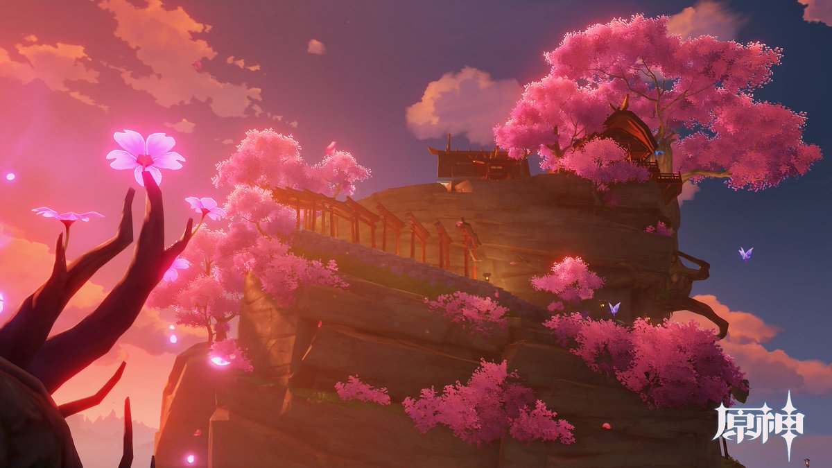 TuimiA_'s tweet photo. Sakura at dusk🌸 #GenshinImpact #原神 #魈 https://t.co/Qq4uqAlH3r
