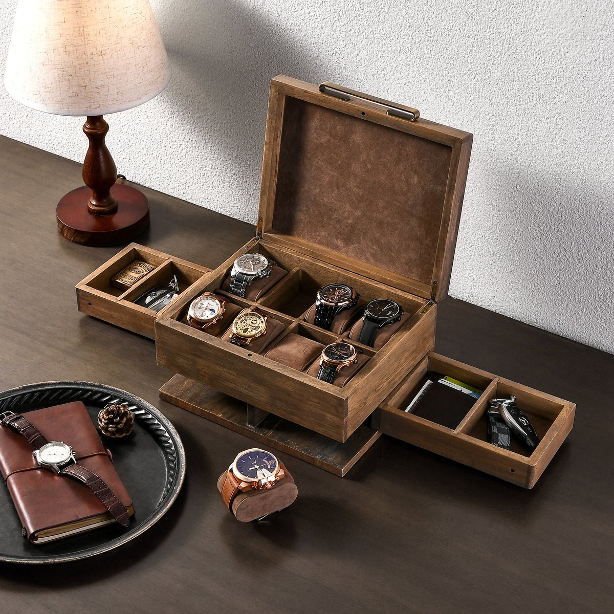 WorldOfShanik's tweet photo. Rustic Gray Watch Box Organizer with 8 Divider Slots, Soft Velvet Pillows, Pull-Out Drawers, Cufflinks, Removable Divider, Best gift ever https://t.co/xATkoGFRiF
 #woodbox #watchbox https://t.co/nv24Ey1MJx