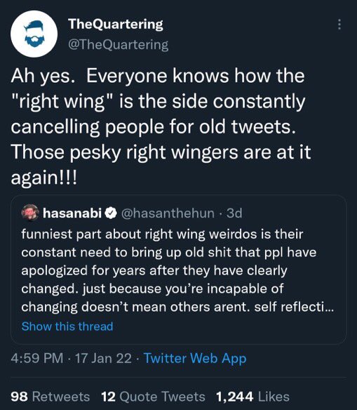RightWingCope's tweet photo. The Quivering is back at it again with cancel culture projection https://t.co/tUpoSOFsKC