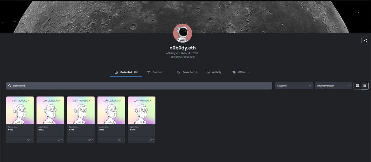 🚨Nice to see that our NFTs are minted by one of the biggest NFT collectors &amp; BAYC/MAYC NFTs holder n0b0dy.eth 🔥

Let's do it! Let's move up all together.. 💪

Let's make some noice 🔥

Mint our NFT and join us now: apemaniasocialclub.com