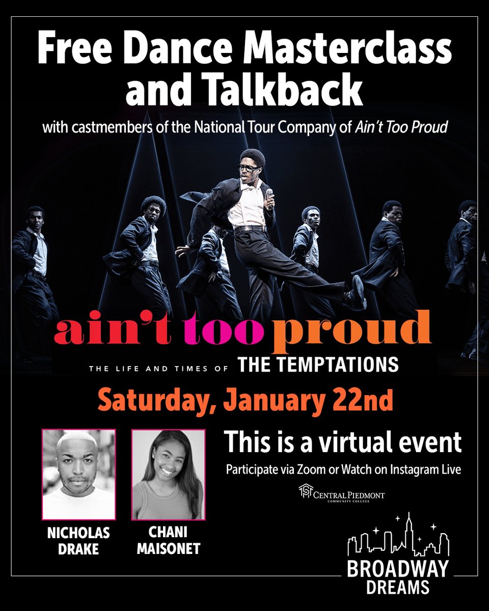 Broadway Dreams (@bway_dreams) on Twitter photo FREE VIRTUAL DANCE MASTERCLASS with cast members from the National Tour Company of <a href="/AintTooProud/">Ain't Too Proud</a> ! Click here to RSVP: docs.google.com/forms/d/e/1FAI… FREE VIRTUAL DANCE MASTERCLASS with cast members from the National Tour Company of <a href="/AintTooProud/">Ain't Too Proud</a> ! Click here to RSVP: docs.google.com/forms/d/e/1FAI…