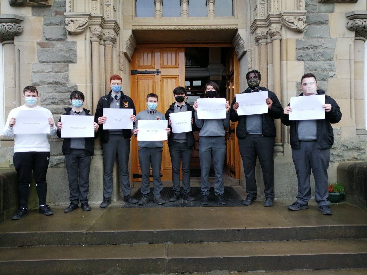 SaintEunans's tweet photo. Amnesty are taking action this week calling on Poland to stop violently pushing back people seeking asylum (incl children) at the Polish border with Belarus
St Eunan's Youth Amnesty group are doing their part to highlight the plight of refugees in Europe #StopRefugeesFreezing https://t.co/QohoQ5LcnF