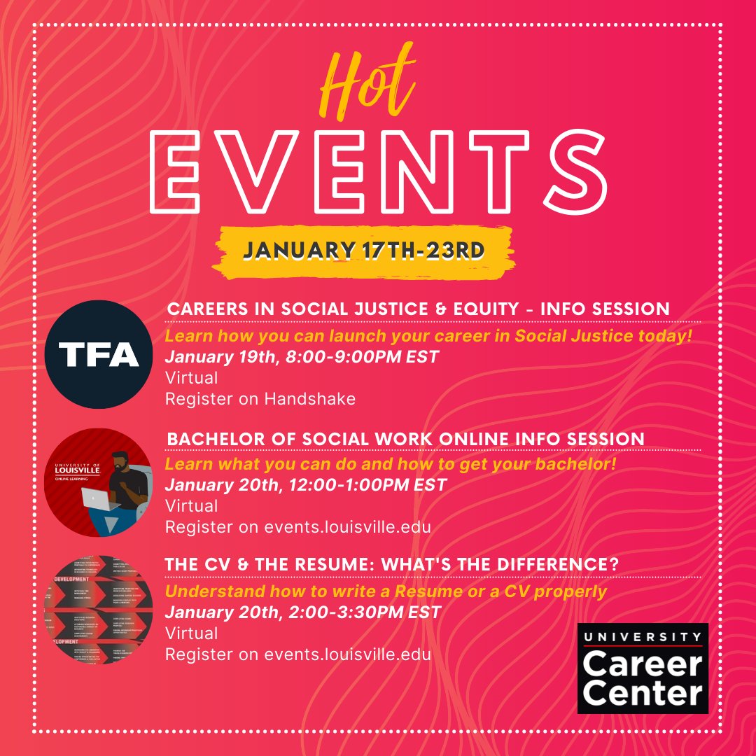 Happy Tuesday, Cards!

Check out this week's jobs, internships, and events.

Go to Handshake for more details and to apply. 

#UCC #CardsGetHired #YouveGotThis