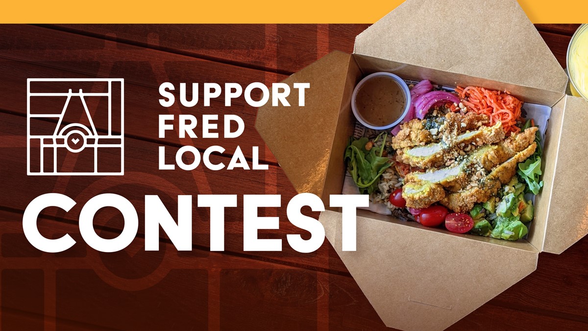FredTourism's tweet image. 📣 SHARE your #SupportFredLocal photo for the chance to win a grand prize valued at $1,000 🎉 

Takeout from your favorite restaurant, locally handcrafted items or a gift certificate to a local business - we want to see how you #SupportFredLocal. Details: bit.ly/3nAwtyo