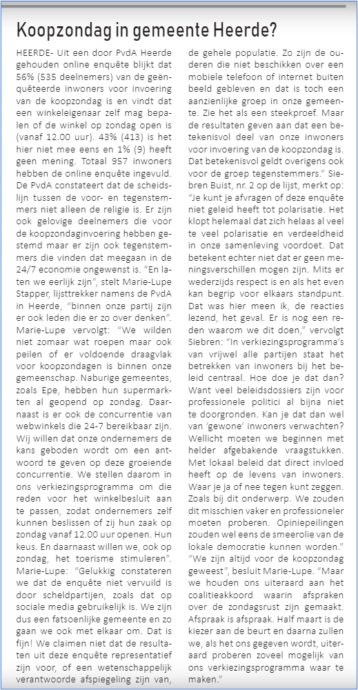 PvdA_Heerde's tweet photo. Resultaten van de enquête over "Koopzondag in Heerde?" https://t.co/PXEv6cx6AU