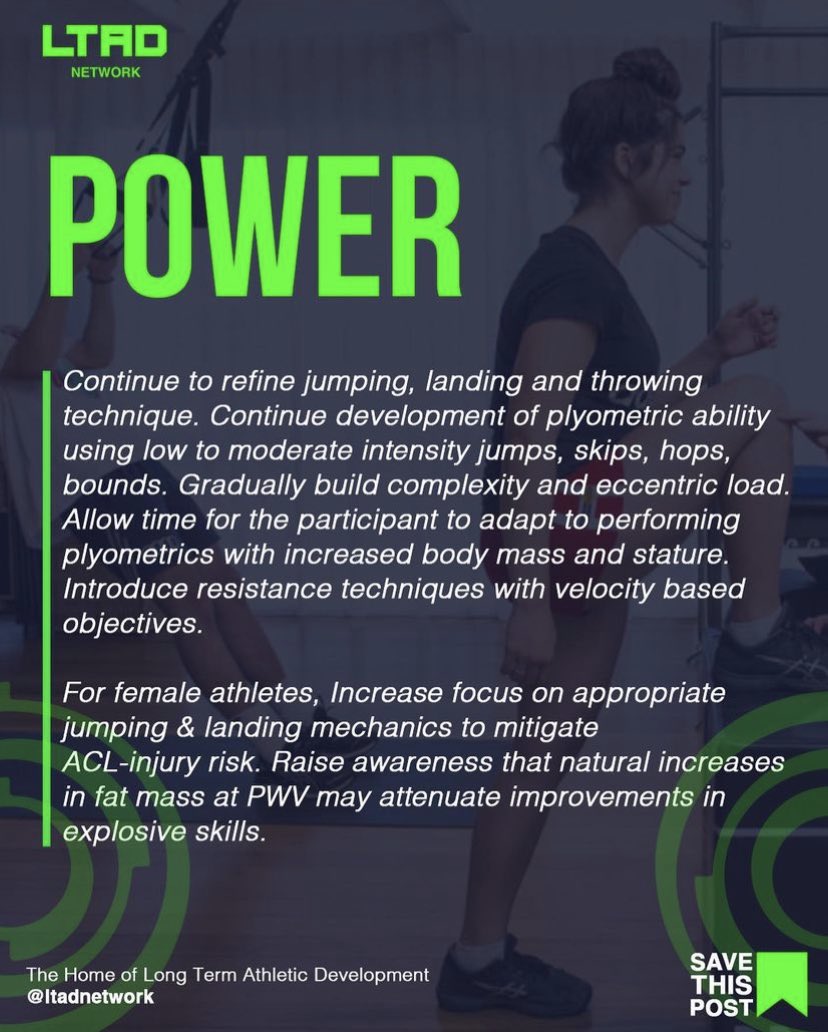 ltadnetwork's tweet photo. 👦🏼👧🏾The Youth Physical Development Model

🗣Here’s a few notes from @james_baker8 YPD model for girls 12-14 and boys 13-15 years, covering:

- 🤸🏻‍♂️Flexibility and mobility
- 💥Power
- 💪🏻Strength
- 💨Speed
- 👟Agility
- ⚡️Energy systems training
- 📈Maturation Status and adaptations https://t.co/HsNry5uWSM