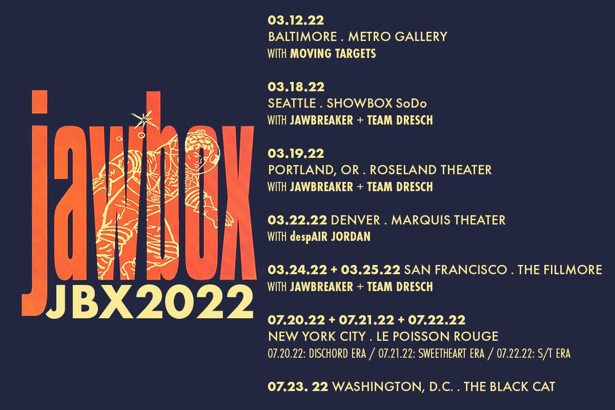 jawboxofficial's tweet photo. More shows coming up! Baltimore, Denver, NYC, DC! My word! Such goodness! Go get your ticket info via https://t.co/6rPxRQ5TrM ! #jbx2022 #jawboxband #jawbox #jawboxofficial #jrobbins #kimcoletta #zachbarocas #tourlife https://t.co/PPchLlrB0a